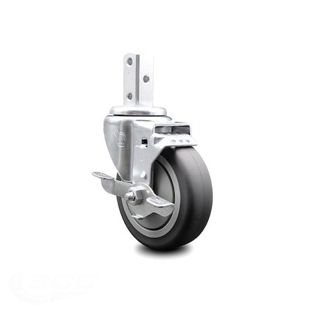 Service Caster 4 Inch Thermoplastic Rubber Wheel Swivel 7/8 Inch Square Stem Caster with Brake SCC-SQ20S414-TPRB-TLB-78